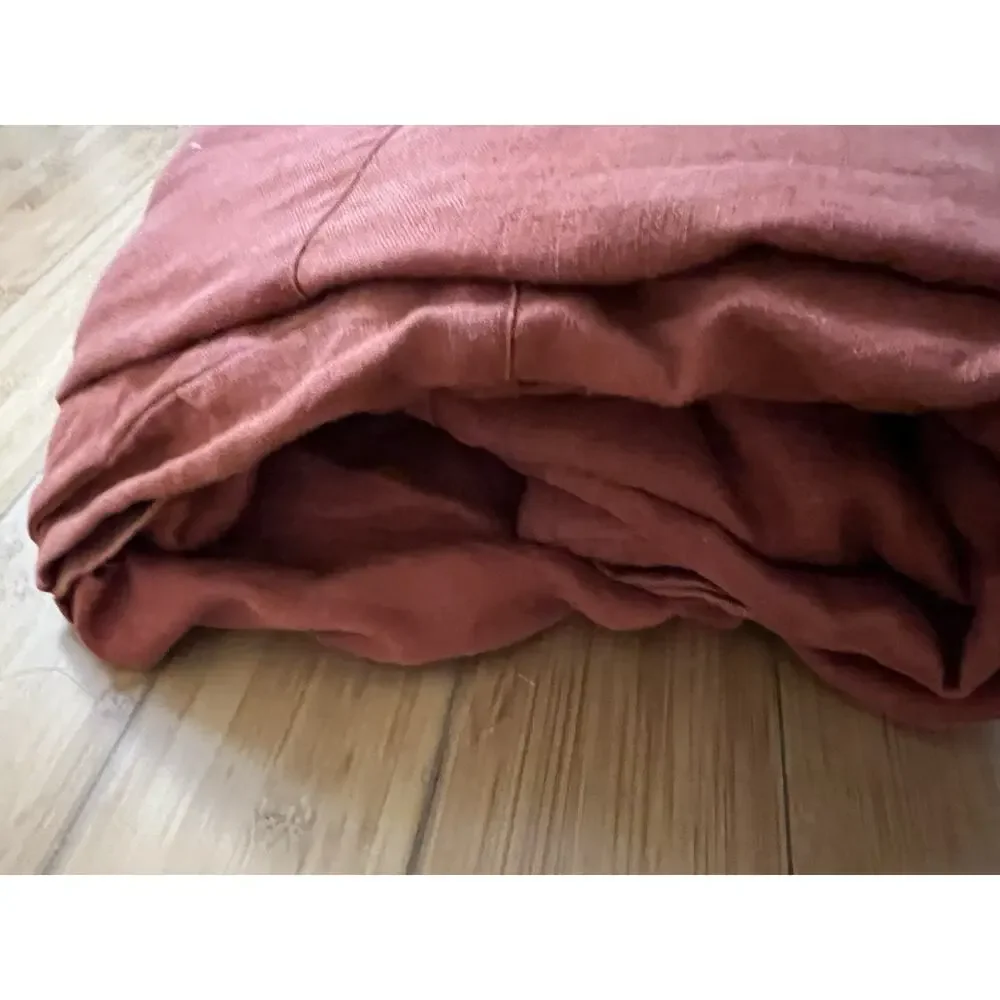 POTTERY BARN 100% FLAX LINEN DUVET COVER Twin Rust RED BERRY